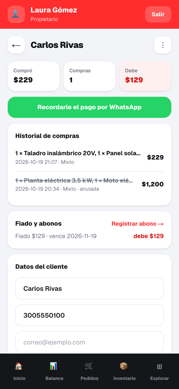 Ficha de un cliente