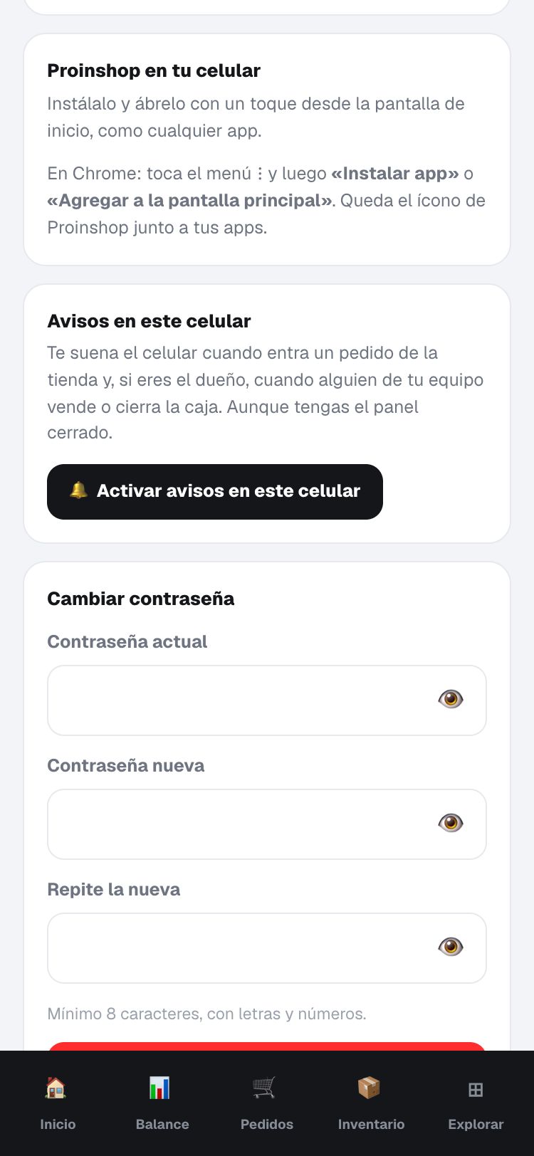 Instalar Proinshop desde Mi cuenta
