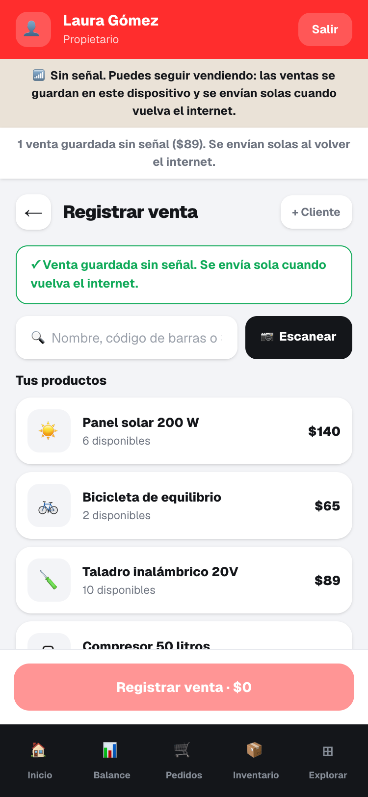Panel sin señal
