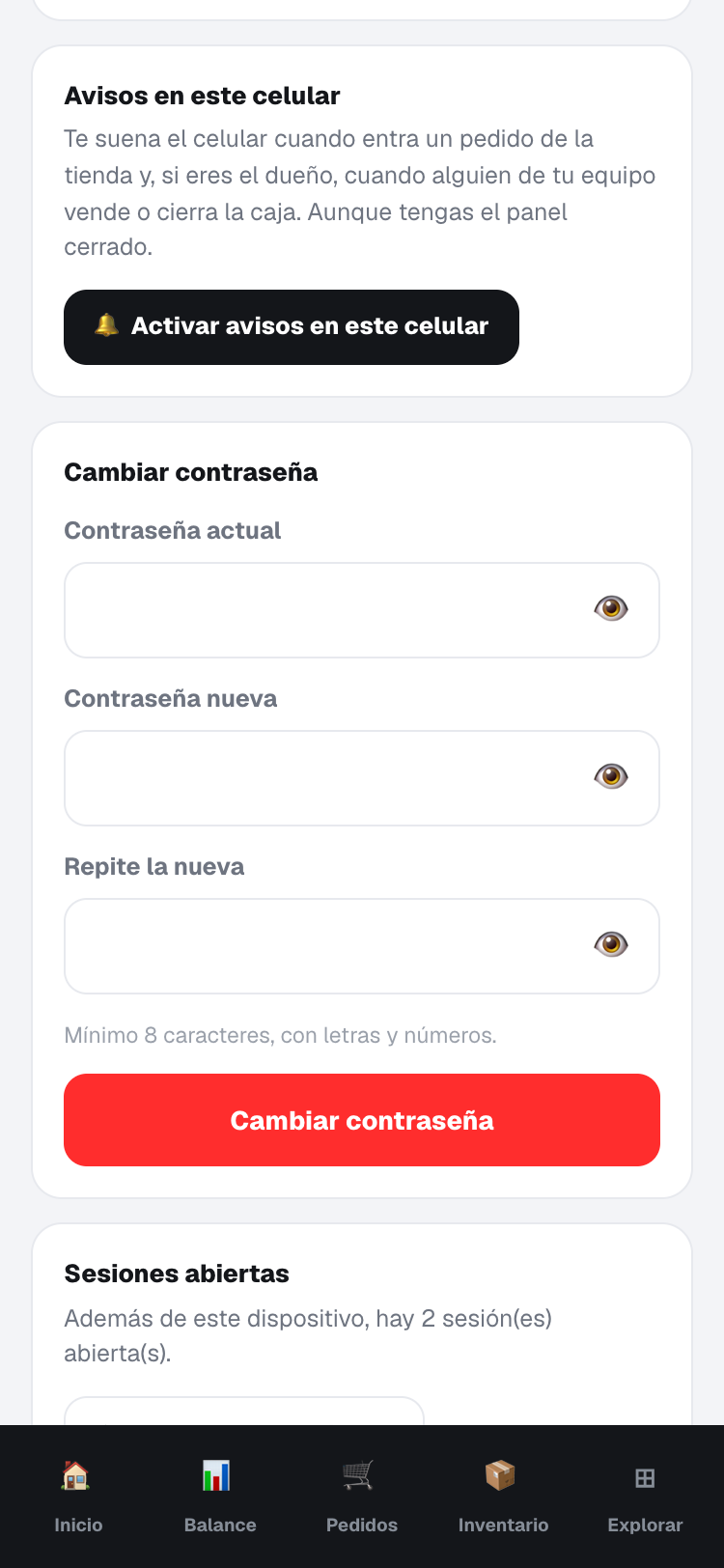 Avisos en Mi cuenta