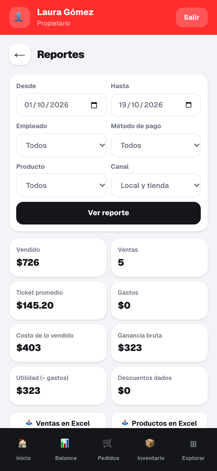Reportes con filtros