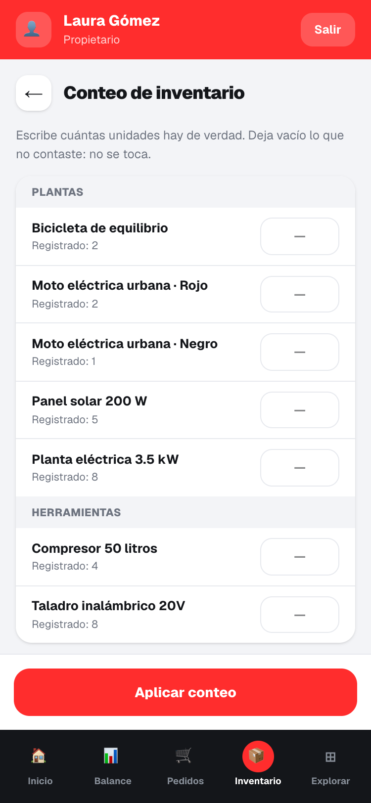 Conteo de inventario
